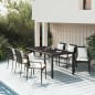 vidaXL Set de comedor de jardín 7 pzas y cojines ratán sintético negro