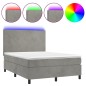 vidaXL Cama box spring colchón y LED terciopelo gris claro 140x190 cm vidaXL Cama box spring colchón y LED terciopelo gris claro 140x190 cm
