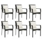 vidaXL Set de comedor de jardín 7 pzas y cojines ratán sintético negro