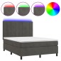 vidaXL Cama box spring colchón y LED terciopelo gris oscuro 140x200 cm vidaXL Cama box spring colchón y LED terciopelo gris oscuro 140x200 cm