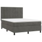 vidaXL Cama box spring colchón y LED terciopelo gris oscuro 140x200 cm vidaXL Cama box spring colchón y LED terciopelo gris oscuro 140x200 cm