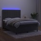 vidaXL Cama box spring colchón y LED terciopelo gris oscuro 140x200 cm vidaXL Cama box spring colchón y LED terciopelo gris oscuro 140x200 cm