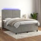 vidaXL Cama box spring colchón y LED terciopelo gris claro 140x200 cm vidaXL Cama box spring colchón y LED terciopelo gris claro 140x200 cm