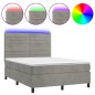 vidaXL Cama box spring colchón y LED terciopelo gris claro 140x200 cm vidaXL Cama box spring colchón y LED terciopelo gris claro 140x200 cm