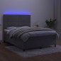 vidaXL Cama box spring colchón y LED terciopelo gris claro 140x200 cm vidaXL Cama box spring colchón y LED terciopelo gris claro 140x200 cm