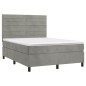 vidaXL Cama box spring colchón y LED terciopelo gris claro 140x190 cm vidaXL Cama box spring colchón y LED terciopelo gris claro 140x190 cm