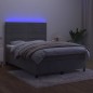 vidaXL Cama box spring colchón y LED terciopelo gris claro 140x190 cm vidaXL Cama box spring colchón y LED terciopelo gris claro 140x190 cm