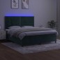 vidaXL Cama box spring colchón y LED terciopelo verde oscuro 180x200cm