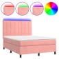 vidaXL Cama box spring colchón y LED terciopelo rosa 140x190 cm vidaXL Cama box spring colchón y LED terciopelo rosa 140x190 cm