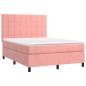 vidaXL Cama box spring colchón y LED terciopelo rosa 140x190 cm vidaXL Cama box spring colchón y LED terciopelo rosa 140x190 cm