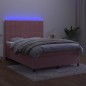 vidaXL Cama box spring colchón y LED terciopelo rosa 140x190 cm vidaXL Cama box spring colchón y LED terciopelo rosa 140x190 cm