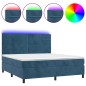 vidaXL Cama box spring colchón y LED terciopelo azul oscuro 180x200 cm vidaXL Cama box spring colchón y LED terciopelo azul oscuro 180x200 cm