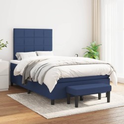 vidaXL Cama box spring con colchón tela azul 120x200 cm