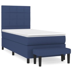 vidaXL Cama box spring con colchón tela azul 100x200 cm