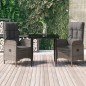 vidaXL Set comedor jardín 3 pzas y cojines ratán sintético negro gris vidaXL Set comedor jardín 3 pzas y cojines ratán sintético negro gris