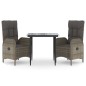 vidaXL Set comedor jardín 3 pzas y cojines ratán sintético negro gris vidaXL Set comedor jardín 3 pzas y cojines ratán sintético negro gris