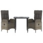 vidaXL Set comedor jardín 3 pzas y cojines ratán sintético negro gris vidaXL Set comedor jardín 3 pzas y cojines ratán sintético negro gris