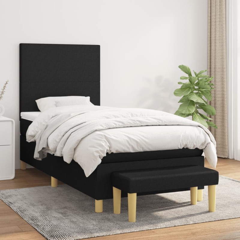vidaXL Cama box spring con colchón tela negro 80x200 cm vidaXL Cama box spring con colchón tela negro 80x200 cm