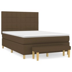 vidaXL Cama box spring con colchón tela marrón oscuro 140x200 cm