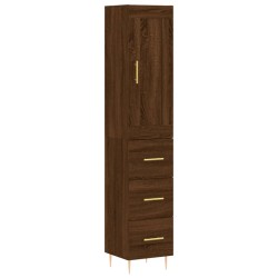 vidaXL Aparador alto madera contrachapada roble marrón 34,5x34x180 cm