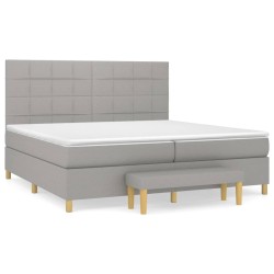vidaXL Cama box spring con colchón tela gris claro 200x200 cm