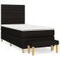 vidaXL Cama box spring con colchón tela negro 90x200 cm