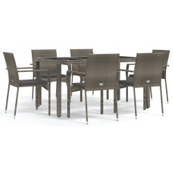 vidaXL Set comedor jardín 7 pzas y cojines ratán sintético gris