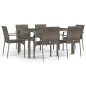 vidaXL Set comedor jardín 7 pzas y cojines ratán sintético gris vidaXL Set comedor jardín 7 pzas y cojines ratán sintético gris