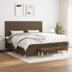 vidaXL Cama box spring con colchón tela marrón oscuro 200x200 cm