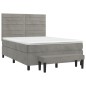 vidaXL Cama box spring con colchón terciopelo gris claro 140x190 cm vidaXL Cama box spring con colchón terciopelo gris claro 140x190 cm