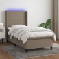 vidaXL Cama box spring colchón y luces LED tela gris taupe 90x190 cm