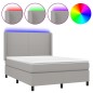 vidaXL Cama box spring colchón y luces LED tela gris claro 140x190 cm vidaXL Cama box spring colchón y luces LED tela gris claro 140x190 cm