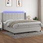 vidaXL Cama box spring con colchón tela y LED gris claro 200x200 cm vidaXL Cama box spring con colchón tela y LED gris claro 200x200 cm