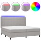 vidaXL Cama box spring con colchón tela y LED gris claro 200x200 cm vidaXL Cama box spring con colchón tela y LED gris claro 200x200 cm