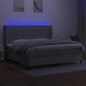 vidaXL Cama box spring con colchón tela y LED gris claro 200x200 cm vidaXL Cama box spring con colchón tela y LED gris claro 200x200 cm