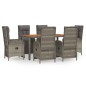 vidaXL Set comedor jardín 7 pzas y cojines ratán sintético gris vidaXL Set comedor jardín 7 pzas y cojines ratán sintético gris
