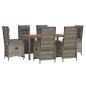 vidaXL Set comedor jardín 7 pzas y cojines ratán sintético gris vidaXL Set comedor jardín 7 pzas y cojines ratán sintético gris