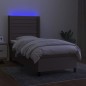 vidaXL Cama box spring colchón y luces LED tela gris taupe 90x200 cm vidaXL Cama box spring colchón y luces LED tela gris taupe 90x200 cm