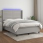 vidaXL Cama box spring colchón y luces LED tela gris claro 140x200 cm vidaXL Cama box spring colchón y luces LED tela gris claro 140x200 cm