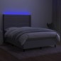 vidaXL Cama box spring colchón y luces LED tela gris claro 140x200 cm vidaXL Cama box spring colchón y luces LED tela gris claro 140x200 cm