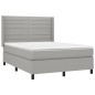 vidaXL Cama box spring colchón y luces LED tela gris claro 140x200 cm vidaXL Cama box spring colchón y luces LED tela gris claro 140x200 cm