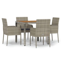 vidaXL Set comedor de jardín 5 piezas con cojines ratán sintético gris