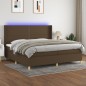 vidaXL Cama box spring colchón luces LED tela marrón oscuro 200x200 cm vidaXL Cama box spring colchón luces LED tela marrón oscuro 200x200 cm