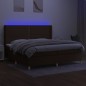 vidaXL Cama box spring colchón luces LED tela marrón oscuro 200x200 cm vidaXL Cama box spring colchón luces LED tela marrón oscuro 200x200 cm