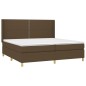 vidaXL Cama box spring colchón luces LED tela marrón oscuro 200x200 cm vidaXL Cama box spring colchón luces LED tela marrón oscuro 200x200 cm