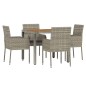 vidaXL Set comedor de jardín 5 piezas con cojines ratán sintético gris vidaXL Set comedor de jardín 5 piezas con cojines ratán sintético gris