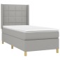 vidaXL Cama box spring colchón y luces LED tela gris claro 100x200 cm vidaXL Cama box spring colchón y luces LED tela gris claro 100x200 cm