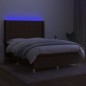 vidaXL Cama box spring colchón luces LED tela marrón oscuro 140x190 cm vidaXL Cama box spring colchón luces LED tela marrón oscuro 140x190 cm