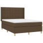 vidaXL Cama box spring colchón luces LED tela marrón oscuro 140x190 cm vidaXL Cama box spring colchón luces LED tela marrón oscuro 140x190 cm