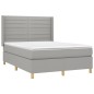 vidaXL Cama box spring colchón y luces LED tela gris claro 140x190 cm vidaXL Cama box spring colchón y luces LED tela gris claro 140x190 cm